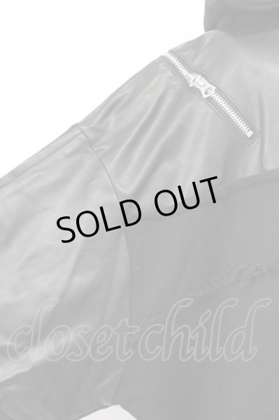 画像5: CIVARIZE / ショルダージップPUレザーパッチワークプルオーバー F ブラック T-25-11-18-007-CI-to-YM-ZT-ML015 (5)