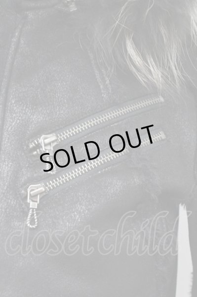 画像6: FUGA / HEAVY RAIN フェイクムートンN-2Bブルゾンジャケット 44 ブラック T-25-11-18-009-FU-ou-YM-ZT (6)