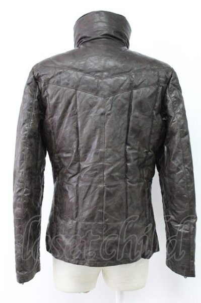 画像2: BACKLASH / バッファローレザーホワイトグースダウンジャケット 2（M） ダークブラウン T-25-11-18-010-BA-ja-YM-ZT (2)