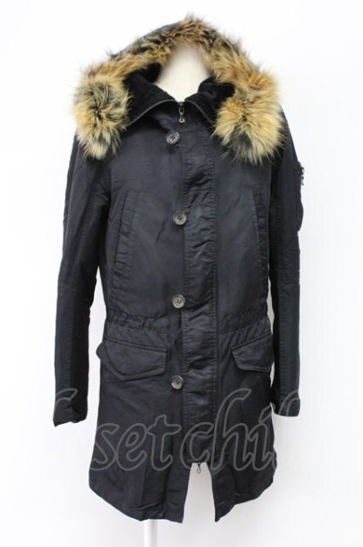 画像1: SHELLAC / ラクーンファー襟N-3ブルゾンジャケット 46 ブラック T-25-11-18-012-SH-ou-YM-ZT (1)