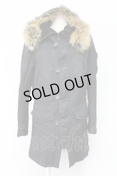 画像1: SHELLAC / ラクーンファー襟N-3ブルゾンジャケット 46 ブラック T-25-11-18-012-SH-ou-YM-ZT-M116 (1)