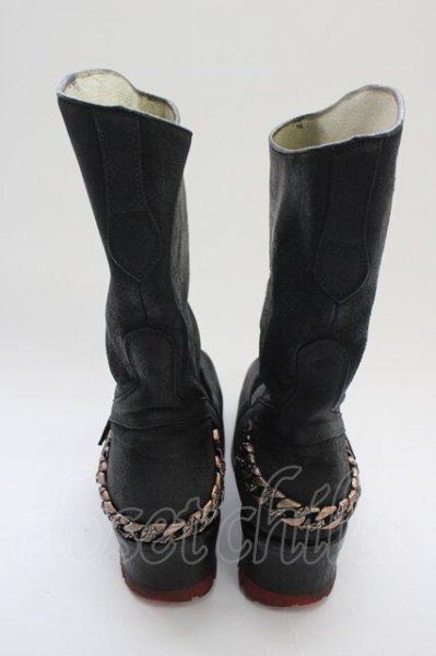 画像2: Hiromu Takahara / チェーンエンジニアブーツ 41 1/2（約27.5cm) ブラックｘピンクゴールド T-25-11-19-026-Hi-sho-YM-ZT (2)