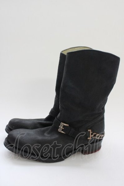 画像3: Hiromu Takahara / チェーンエンジニアブーツ 41 1/2（約27.5cm) ブラックｘピンクゴールド T-25-11-19-026-Hi-sho-YM-ZT (3)