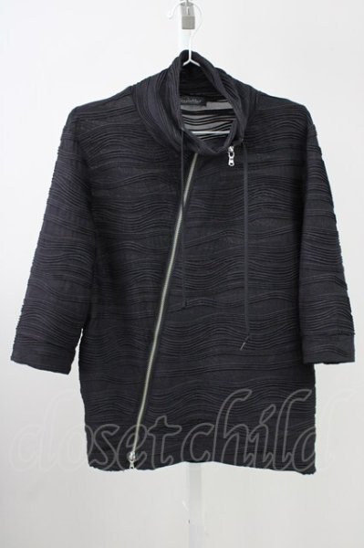 画像1: TORNADO MART / 格子ウェーブ7分袖スタンドジャケット LL ブラック T-25-11-19-010-TO-to-YM-ZT (1)