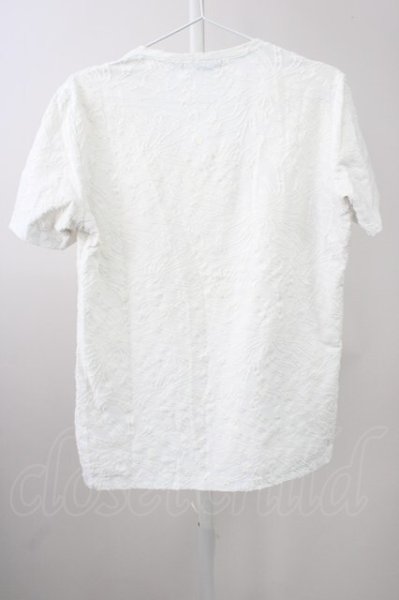 画像2: TORNADO MART / ボタニカルジャガードVネックTシャツ L ホワイト T-25-11-19-002-TO-ts-YM-ZT (2)