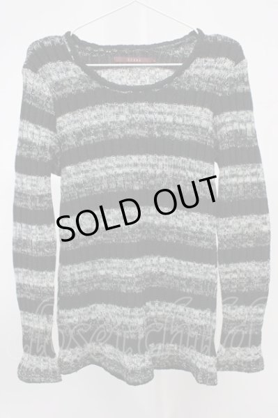 画像1: SEANA / ケーブル編みボーダーニットソー L ブラックｘグレー T-25-11-20-004-SE-to-YM-ZT (1)