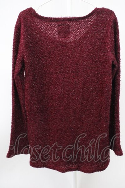 画像2: SEANA / ラメミックスラウドネックニットソー L ボルドー T-25-11-20-005-SE-to-YM-ZT (2)