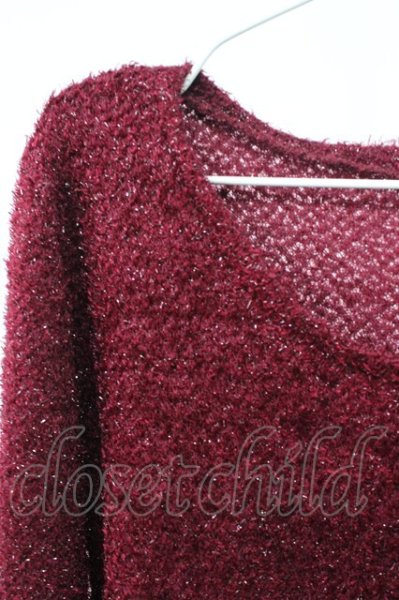 画像3: SEANA / ラメミックスラウドネックニットソー L ボルドー T-25-11-20-005-SE-to-YM-ZT (3)