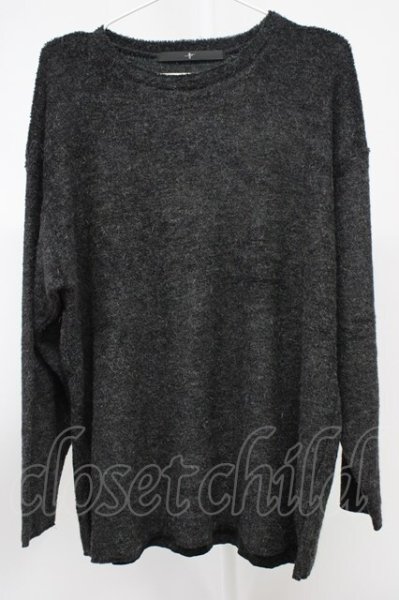 画像1: NO ID. / ビキューレラムパイルC/N-BIGプルオーバーニット ONE ブラック T-25-11-20-010-NO-to-YM-ZT (1)