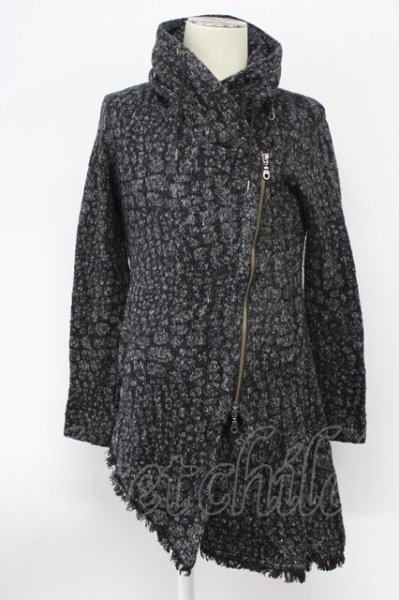 画像1: TORNADO MART / クロゼットフードフリンジロングパーカー  ブラックｘグレー T-25-11-20-013-TO-ou-YM-ZT (1)