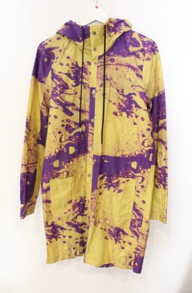 画像1: NO ID. BLACK / リキッドプリントフーデッドシャツ 2 イエローxパープル T-25-11-22-004-NO-sh-YM-ZT (1)