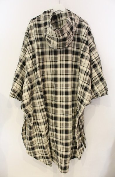 画像3: NO ID. / コットンツイルフーデッドポンチョコート ONE アイボリー チェック T-25-11-22-005-NO-ou-YM-ZT (3)