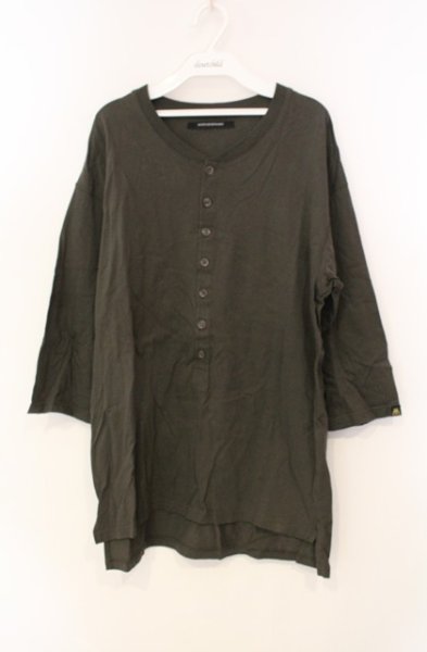 画像1: Moonage Devilment / ロングヘンリーネック六分袖カットソー 44 カーキ T-25-11-22-013-Mo-ts-YM-ZT (1)