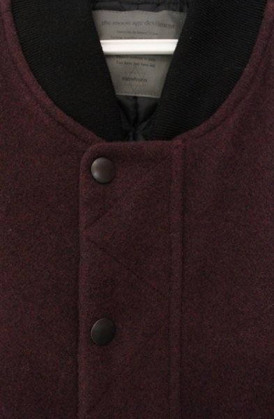 画像2: Moonage Devilment / カウレザー切替メルトンスタジャン 46 ワインＸブラック T-25-11-22-019-Mo-ja-YM-ZT (2)