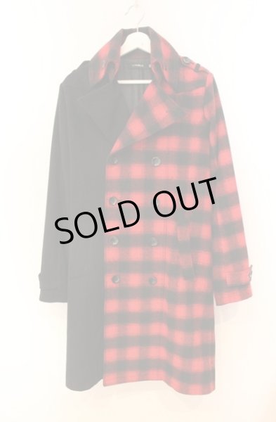 画像1: CIVARIZE / バイカラーメルトントレンチコート 44 ブラックｘレッド T-25-11-22-026-CI-ou-YM-ZT (1)