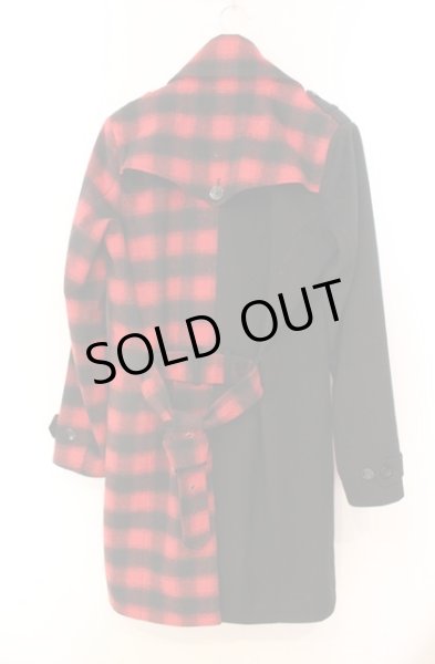 画像3: CIVARIZE / バイカラーメルトントレンチコート 44 ブラックｘレッド T-25-11-22-026-CI-ou-YM-ZT (3)