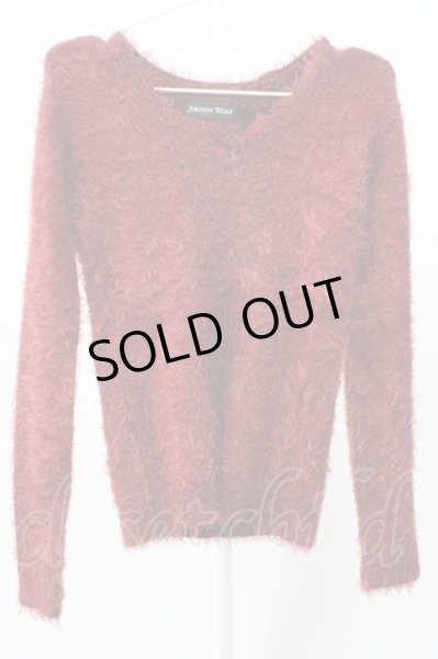 画像1: JOHNNY WOLF / MUCC-V フェザーモールリブ切替ニットソー 1-2 ワイン T-25-11-28-001-JO-to-YM-ZT253 (1)