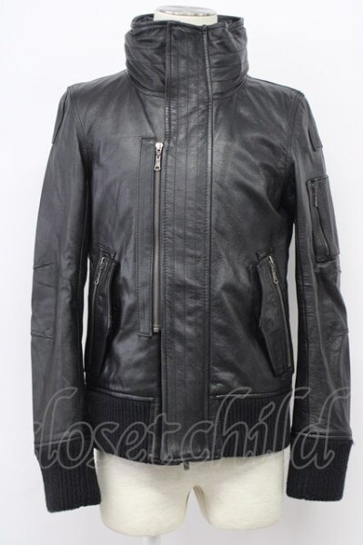 画像1: yasuyuki ishii / Luv Maison コラボ　ゴートレザースタンドネックブルゾン M ブラック T-25-11-28-014-ya-ou-YM-ZT-ML038 (1)