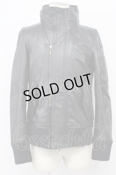 画像1: yasuyuki ishii / Luv Maison コラボ　ゴートレザースタンドネックブルゾン M ブラック T-25-11-28-014-ya-ou-YM-ZT-ML038 (1)