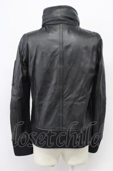 画像2: yasuyuki ishii / Luv Maison コラボ　ゴートレザースタンドネックブルゾン M ブラック T-25-11-28-014-ya-ou-YM-ZT-ML038 (2)