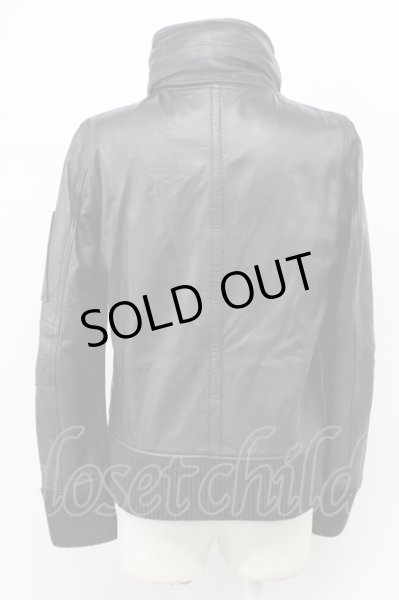 画像2: yasuyuki ishii / Luv Maison コラボ　ゴートレザースタンドネックブルゾン M ブラック T-25-11-28-014-ya-ou-YM-ZT-ML038 (2)