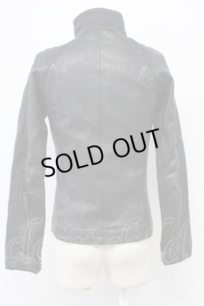 画像2: FUGA / Estホースレザーカヴァードネックライダースジャケット 44 ブラック T-25-11-28-015-FU-ja-YM-ZT-ML036 (2)