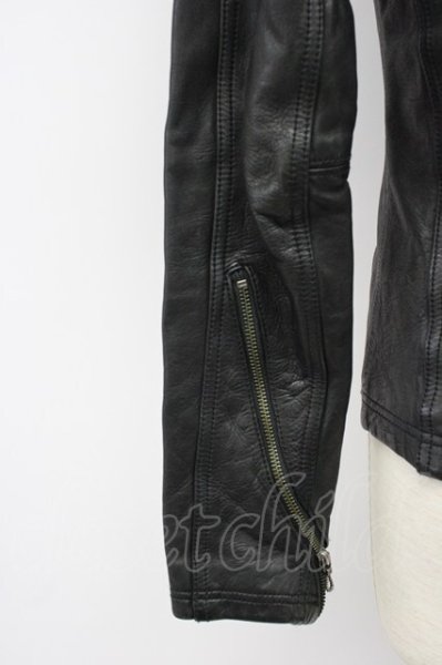 画像3: FUGA / Estホースレザーカヴァードネックライダースジャケット 44 ブラック T-25-11-28-015-FU-ja-YM-ZT-ML036 (3)