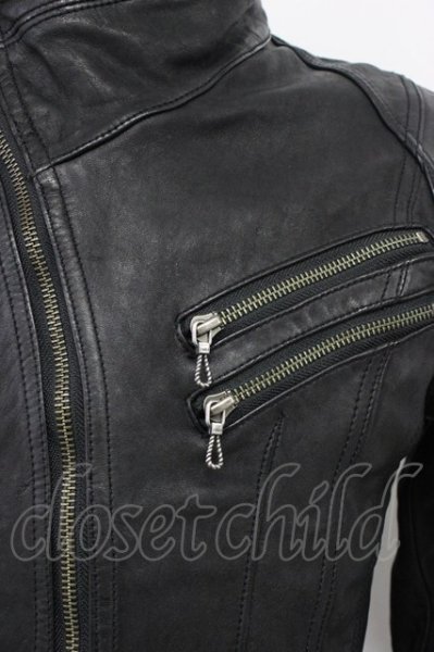 画像4: FUGA / Estホースレザーカヴァードネックライダースジャケット 44 ブラック T-25-11-28-015-FU-ja-YM-ZT-ML036 (4)