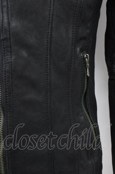 画像5: FUGA / Estホースレザーカヴァードネックライダースジャケット 44 ブラック T-25-11-28-015-FU-ja-YM-ZT-ML036 (5)