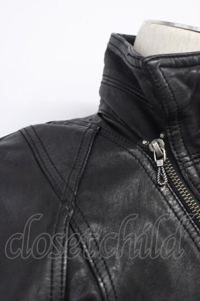 画像6: FUGA / Estホースレザーカヴァードネックライダースジャケット 44 ブラック T-25-11-28-015-FU-ja-YM-ZT-ML036 (6)