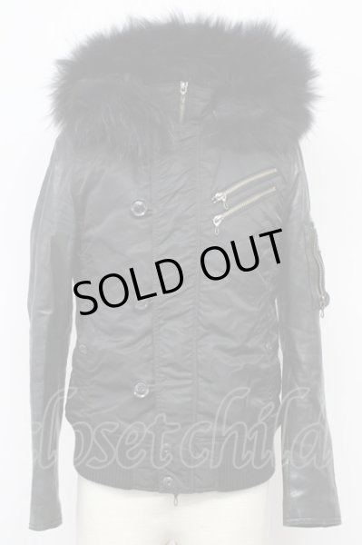 画像1: FUGA / DIAMOND DUST バイカラーN-2Bジャケット 44 ブラック T-25-11-28-017-FU-ou-YM-ZT (1)