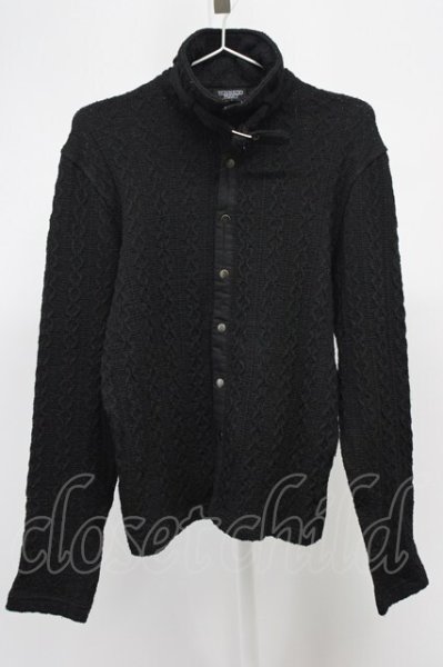 画像1: TORNADO MART / 立体編みスタンドネックニットカーディガン  ブラック T-25-11-28-004-TO-to-YM-ZT253 (1)