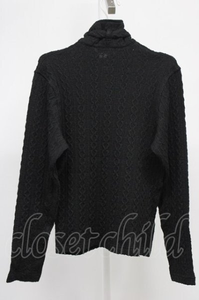 画像2: TORNADO MART / 立体編みスタンドネックニットカーディガン  ブラック T-25-11-28-004-TO-to-YM-ZT253 (2)