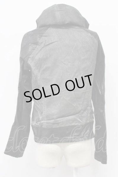 画像2: KMRii / Print Boa Hoodie Leather ブルゾン 1 ブラックｘグレー T-25-11-28-018-KM-ou-YM-ZT (2)