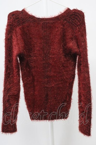 画像2: JOHNNY WOLF / MUCC-V フェザーモールリブ切替ニットソー 1-2 ワイン T-25-11-28-001-JO-to-YM-ZT253 (2)