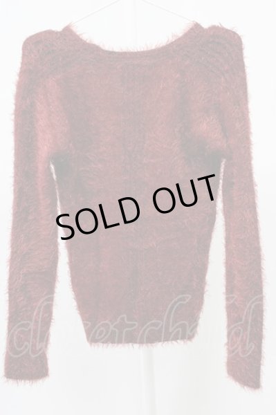 画像2: JOHNNY WOLF / MUCC-V フェザーモールリブ切替ニットソー 1-2 ワイン T-25-11-28-001-JO-to-YM-ZT253 (2)