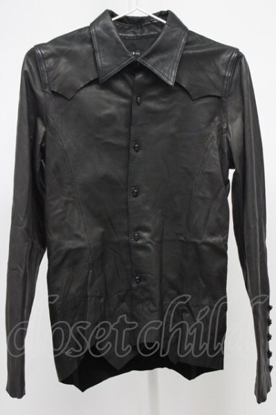 画像1: CIVARIZE / ゴートスキンスカルボタンカットオフウエスタンシャツ 44 ブラック T-25-11-28-005-CI-sh-YM-ZT-ML038 (1)