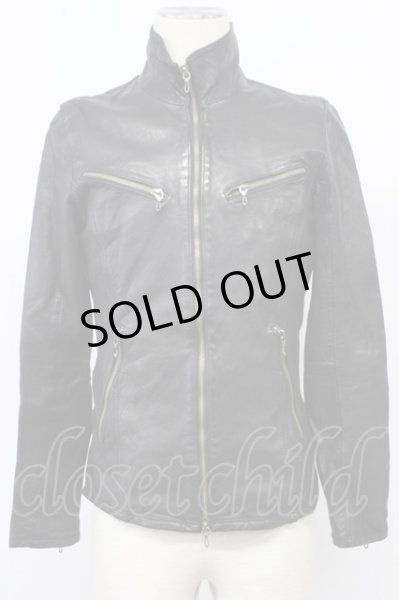 画像1: FUGA / CriminalMind セミベジタブルシープレザースタンドライダースジャケット 44 ブラック T-25-11-28-007-FU-ja-YM-ZT (1)