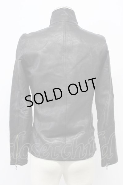 画像2: FUGA / CriminalMind セミベジタブルシープレザースタンドライダースジャケット 44 ブラック T-25-11-28-007-FU-ja-YM-ZT (2)