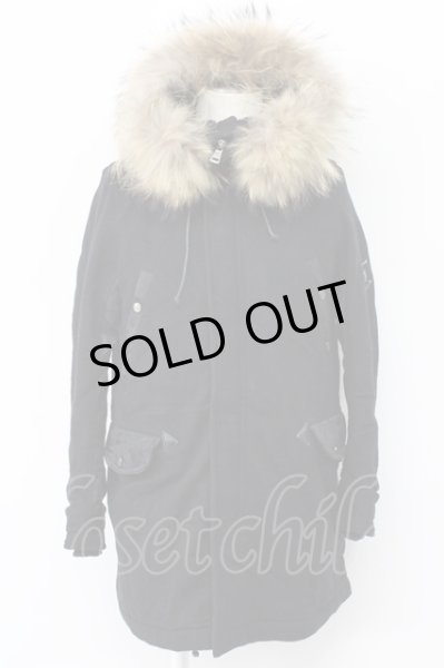 画像1: roar / ジャガード切り替えファー付きシンサレートコート 2（レディース） ブラック T-25-12-01-014-ro-ou-YM-ZT (1)