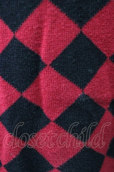 画像5: FUGA / チェッカーVニットソー 44 レッド T-25-12-01-002-FU-to-YM-ZT (5)