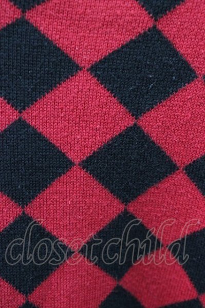 画像6: FUGA / チェッカーVニットソー 44 レッド T-25-12-01-002-FU-to-YM-ZT (6)