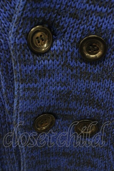 画像3: MURDER LICENSE / ケーブル編みショ-ルカラーダブルカーディガン 46 ブルー T-25-12-01-001-MU-ja-YM-ZT (3)