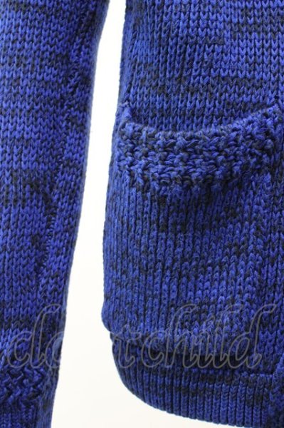 画像4: MURDER LICENSE / ケーブル編みショ-ルカラーダブルカーディガン 46 ブルー T-25-12-01-001-MU-ja-YM-ZT (4)