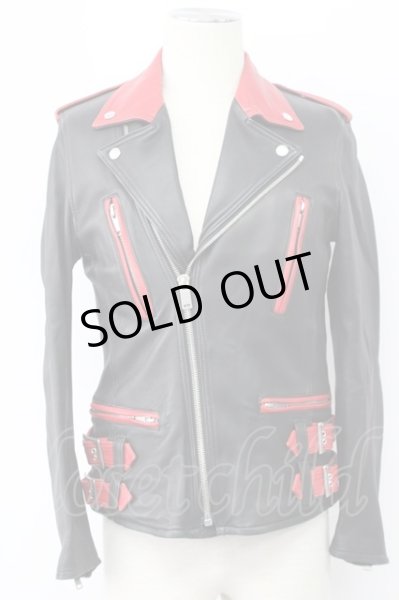 画像1: Moonage Devilment / コンビレザーダブルライダースジャケット 44 レッドｘブラック T-25-12-01-007-Mo-ou-YM-ZT-ML020 (1)