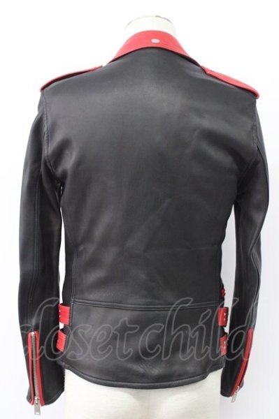 画像2: Moonage Devilment / コンビレザーダブルライダースジャケット 44 レッドｘブラック T-25-12-01-007-Mo-ou-YM-ZT (2)