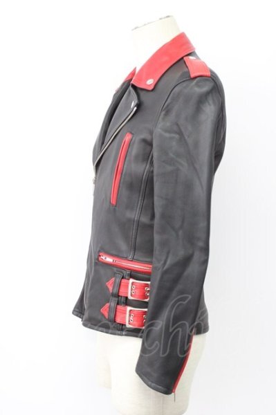 画像3: Moonage Devilment / コンビレザーダブルライダースジャケット 44 レッドｘブラック T-25-12-01-007-Mo-ou-YM-ZT (3)
