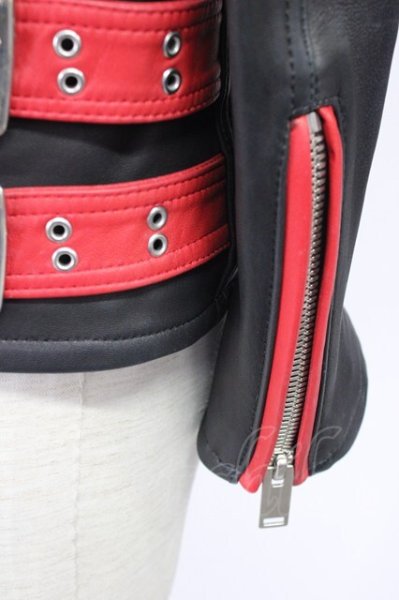 画像4: Moonage Devilment / コンビレザーダブルライダースジャケット 44 レッドｘブラック T-25-12-01-007-Mo-ou-YM-ZT (4)