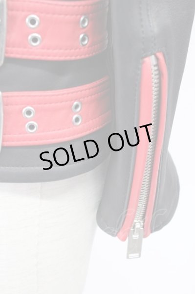 画像4: Moonage Devilment / コンビレザーダブルライダースジャケット 44 レッドｘブラック T-25-12-01-007-Mo-ou-YM-ZT-ML020 (4)