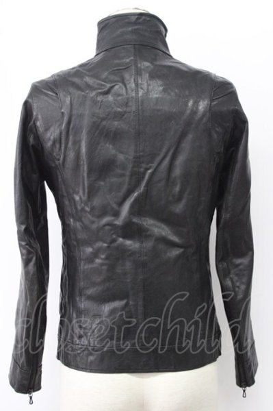 画像2: FUGA / カウハイドスタンドネックシングルライダースジャケット 44 ブラック T-25-12-01-009-FU-ja-YM-ZT (2)